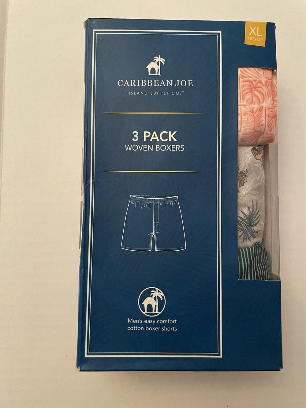 Caribbean Joe Men’s Boxer Shorts XL 3 Pack Brand New